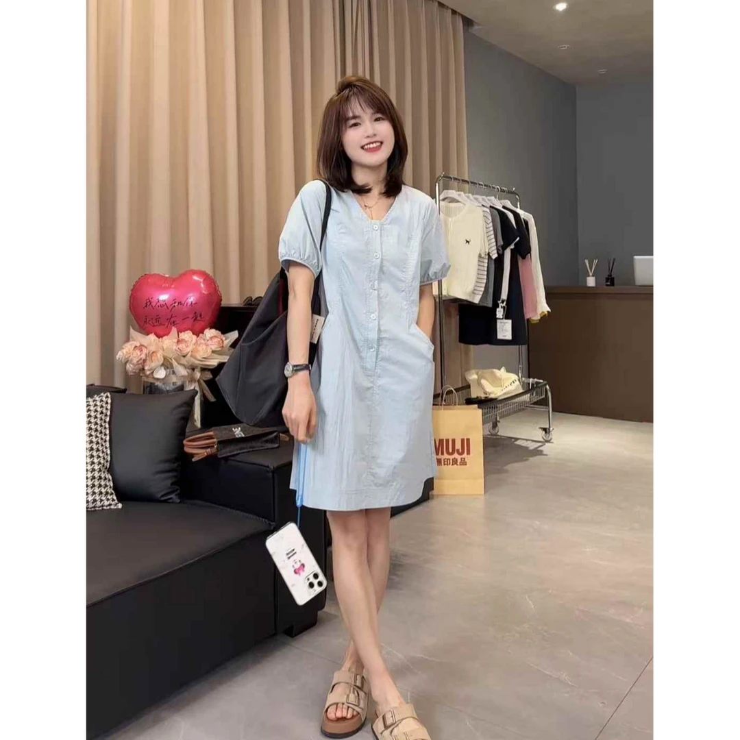 TY8 【小V连衣裙】定制款高品简约显瘦小V领连衣裙（衣长87）