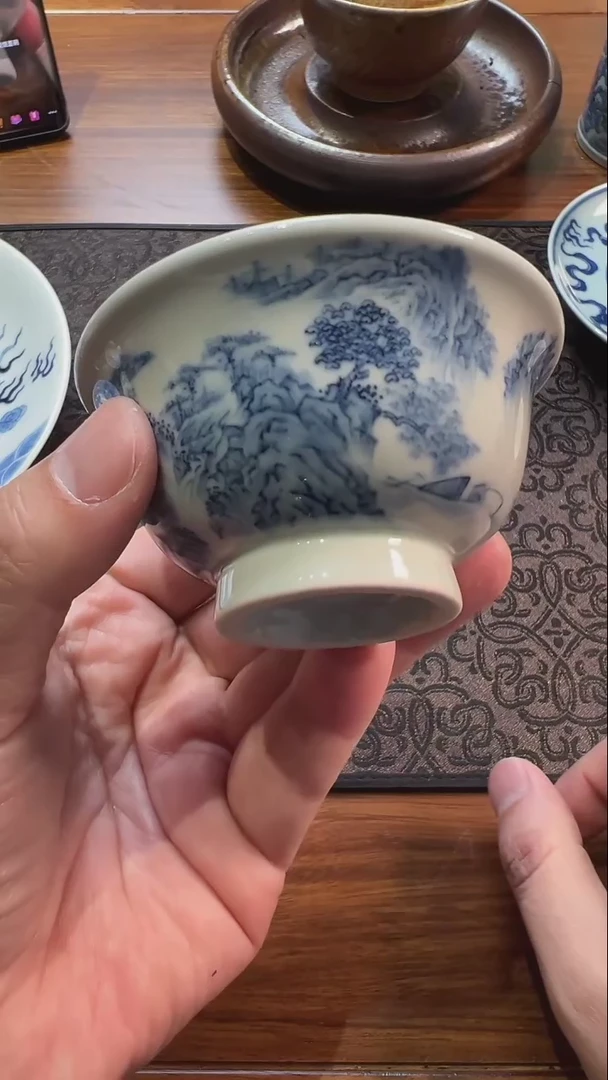 【闪购商品】陶瓷青花山水主人杯