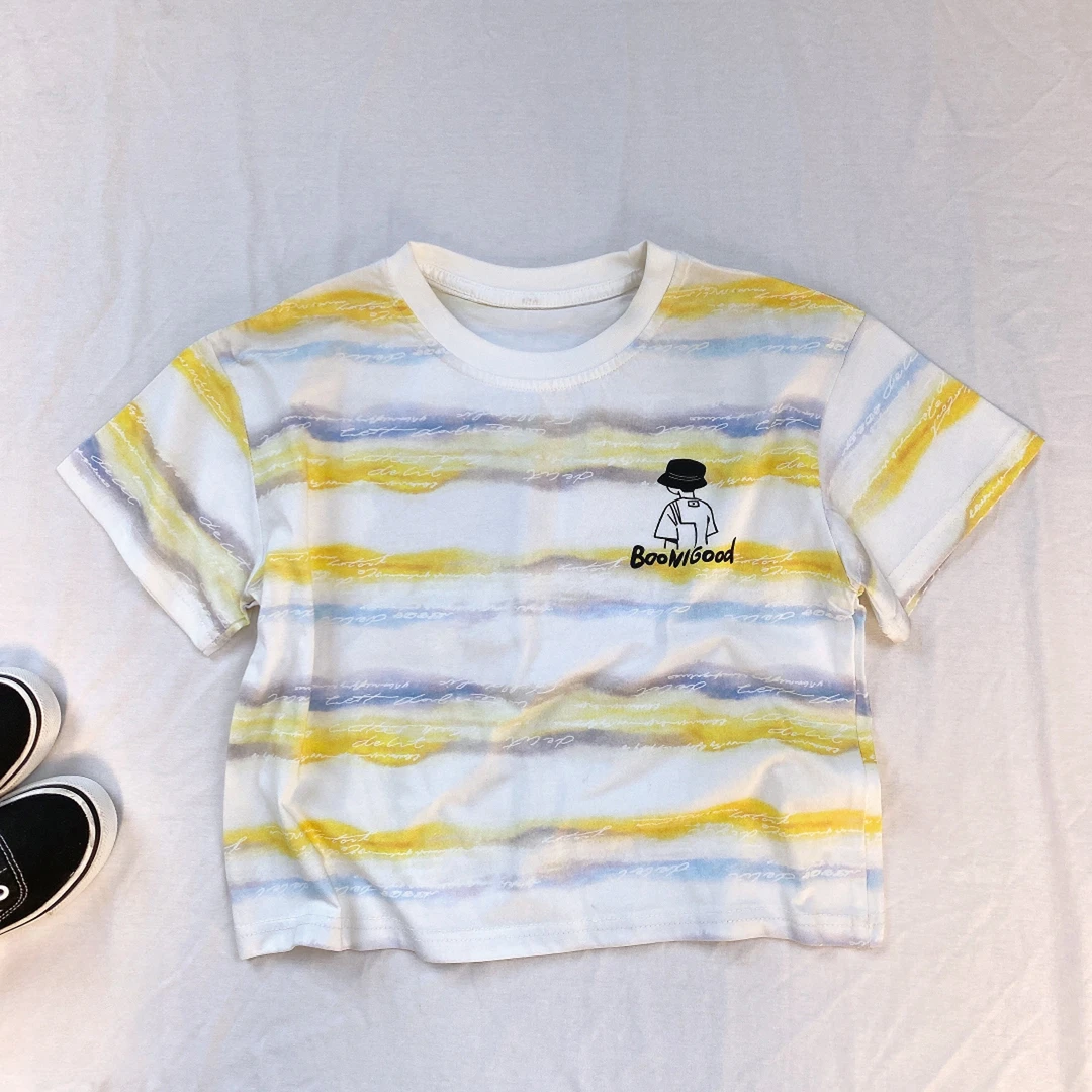 38795儿童男童夏款T恤2025新款中大童薄款短袖时尚条纹帅气