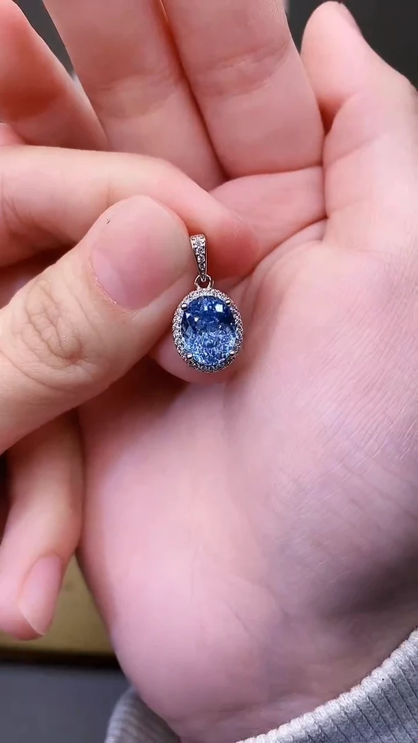 银S925镶嵌颈饰海蓝宝石15