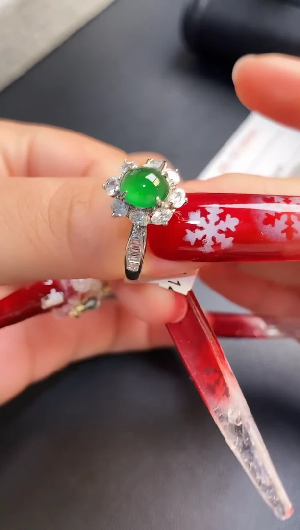 银S925镶嵌戒指翡翠天然