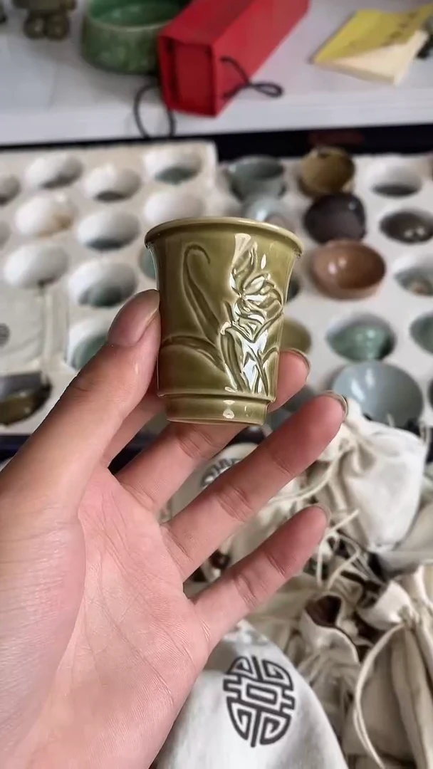 【山隐青瓷】龙窑柴烧杯子    微瑕