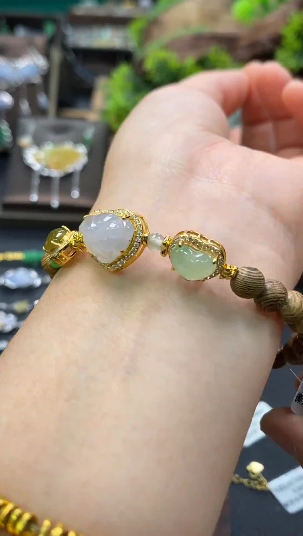 颈饰银S925镶嵌翡翠净货15378