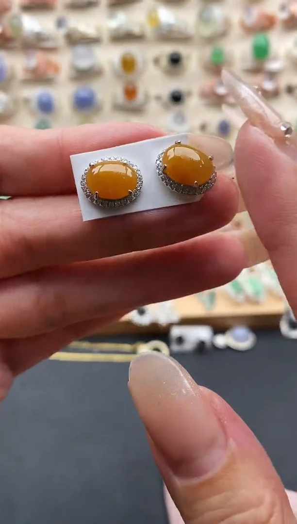 银S925镶嵌戒指翡翠缅甸天然A货翡翠2 7-7