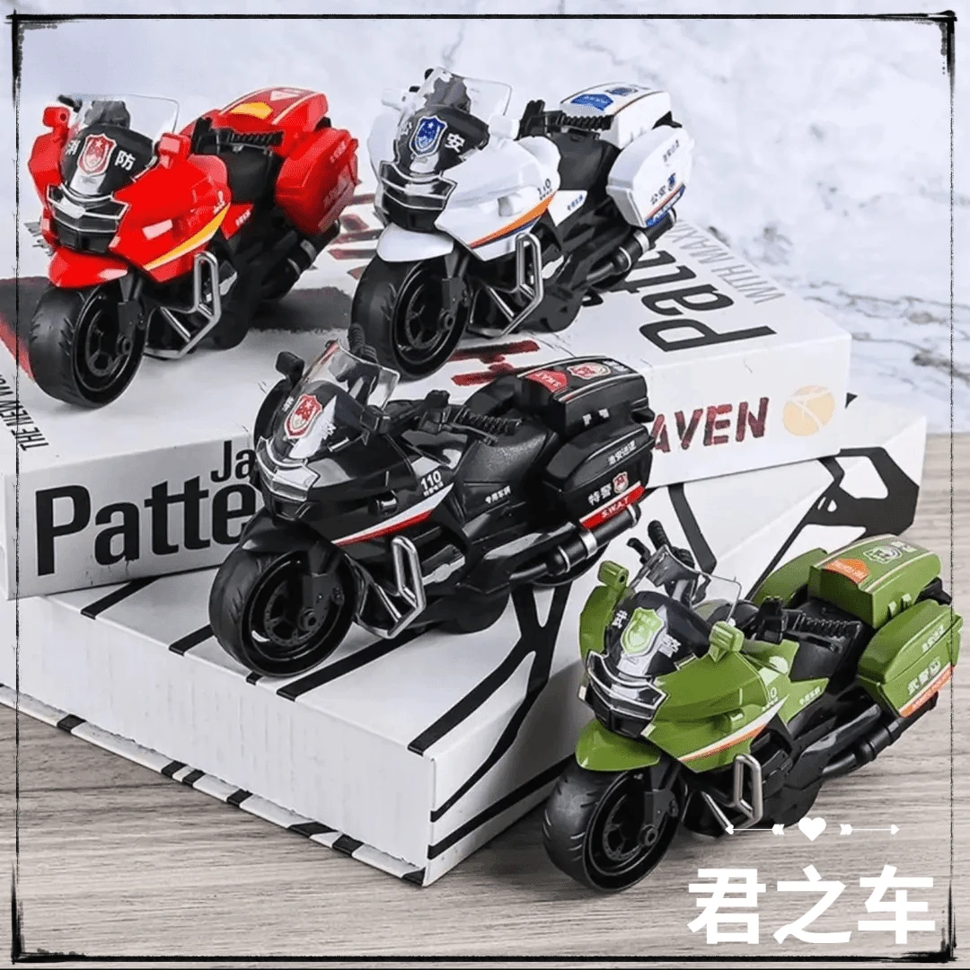 惯性摩托车玩具耐摔真滑行可开门益智模型