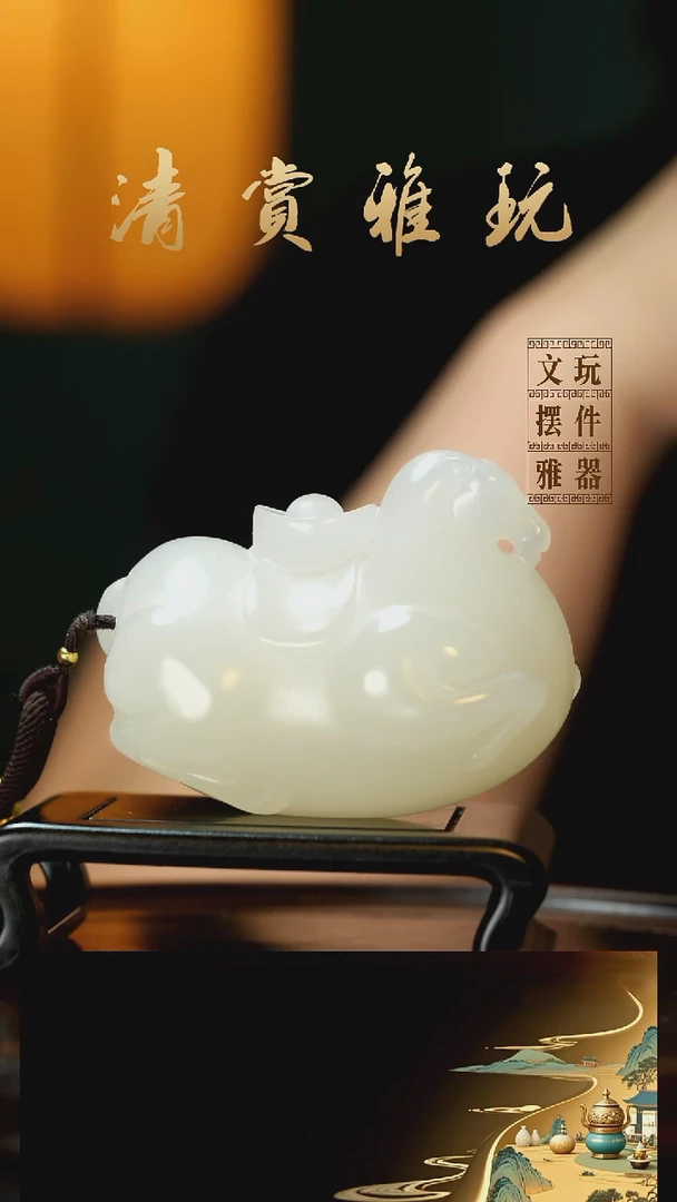 玉《马上有钱》手把件摆件