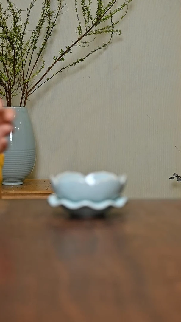 莲花茶漏 天青 微瑕 无款