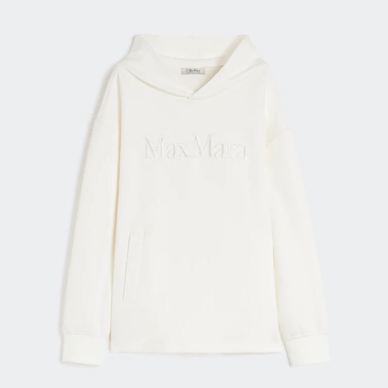 【国现 专柜3500】MaxMara 25年新款女士纯白连帽卫衣 Visiera 001