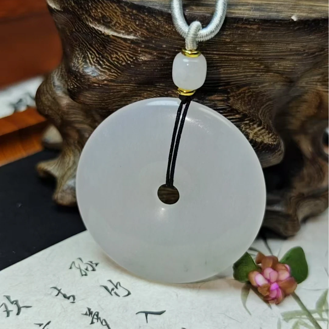 （50mm）天山翠平安扣吊坠挂绳玉坠福扣项链玉佩多样性发货一物一证