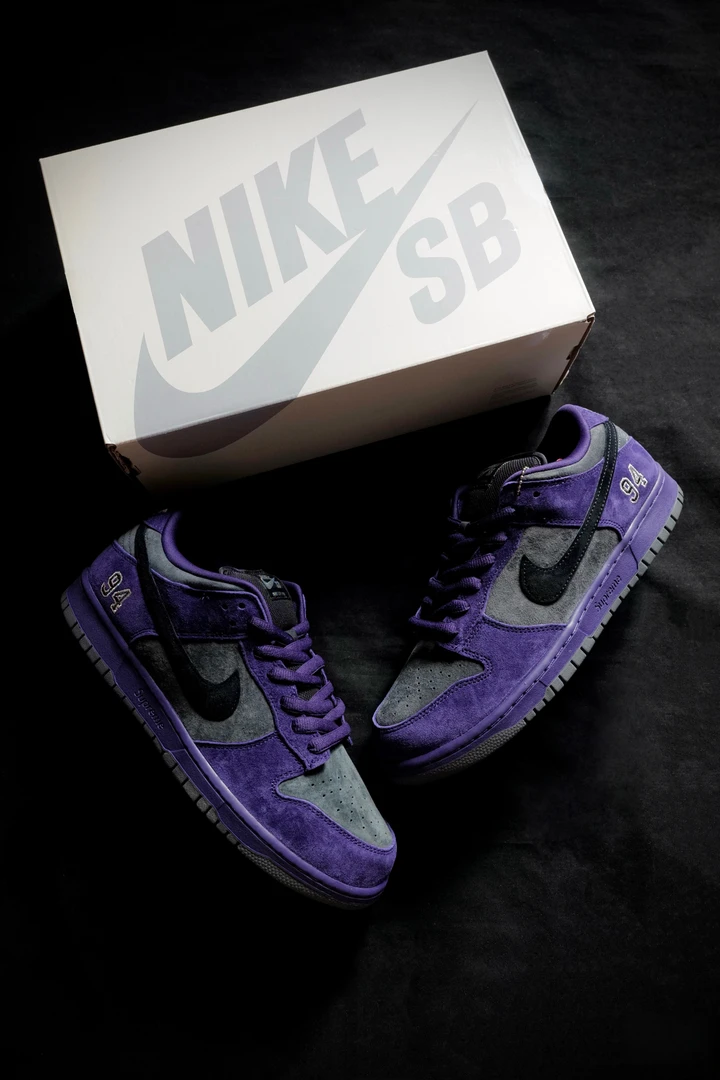 NIKE耐克 DUNK SB supreme联名男女同款低帮紫色休闲板鞋官方正品