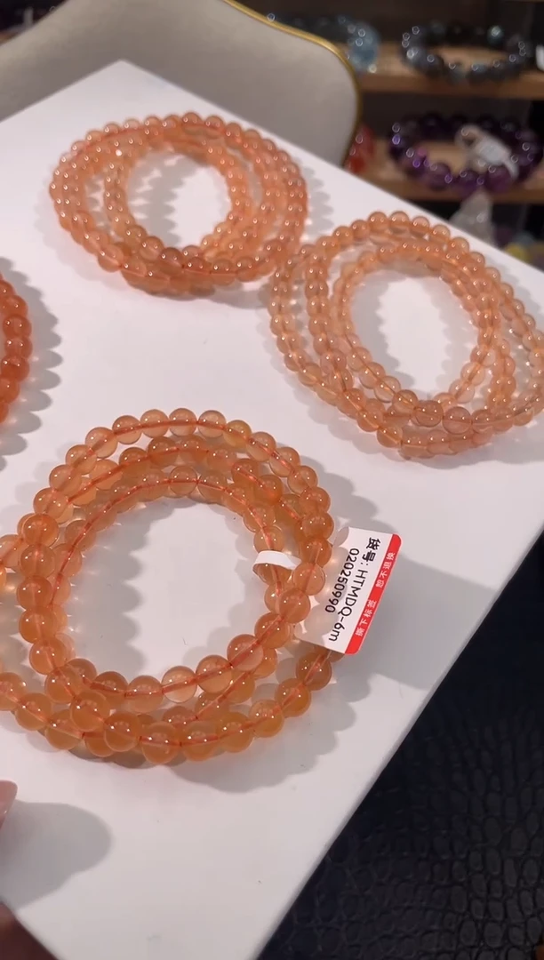 水晶手链未镶嵌红兔毛多圈手链6MM多样性发一