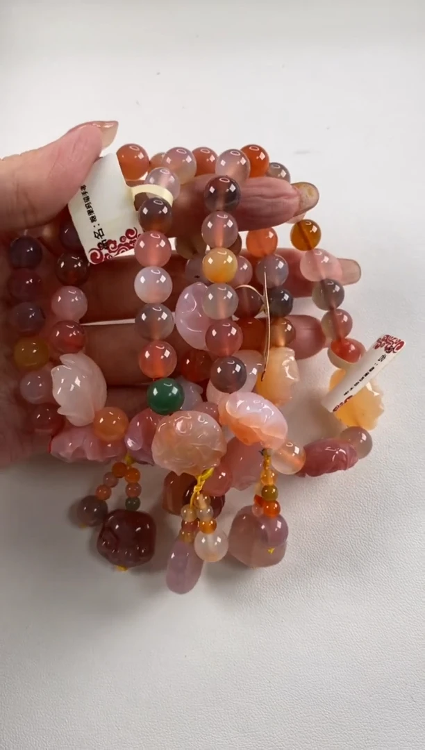 未镶嵌手串玛瑙/玉髓圆珠多宝手串