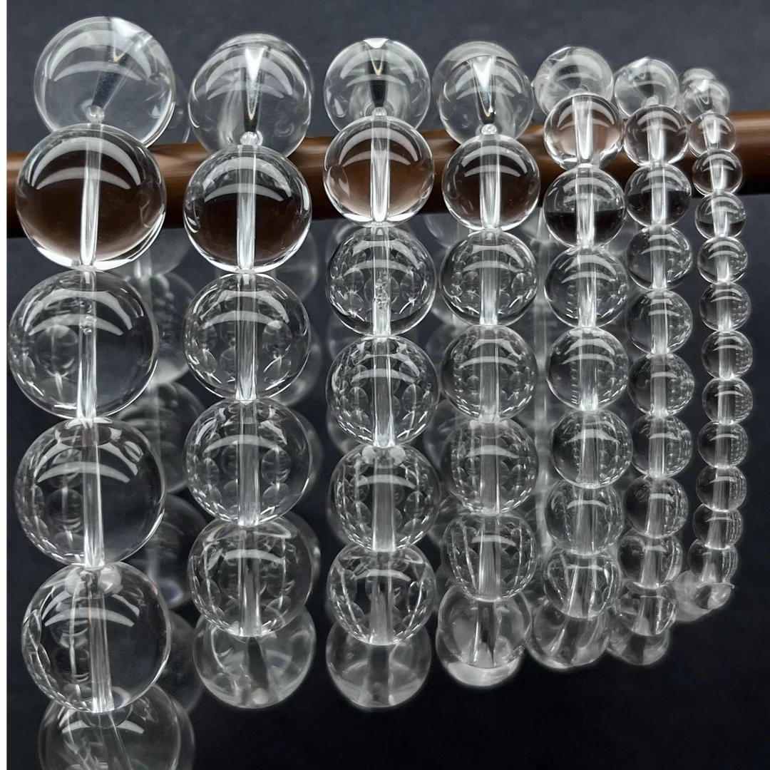 天然白水晶手串手链东海水晶能量消磁石白水晶手持净化灵气男女款