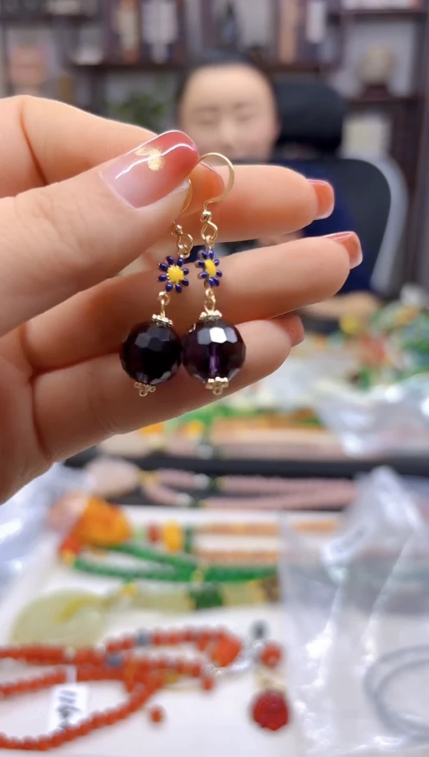 【闪购商品】紫晶耳饰14K金镶嵌耳坠E533