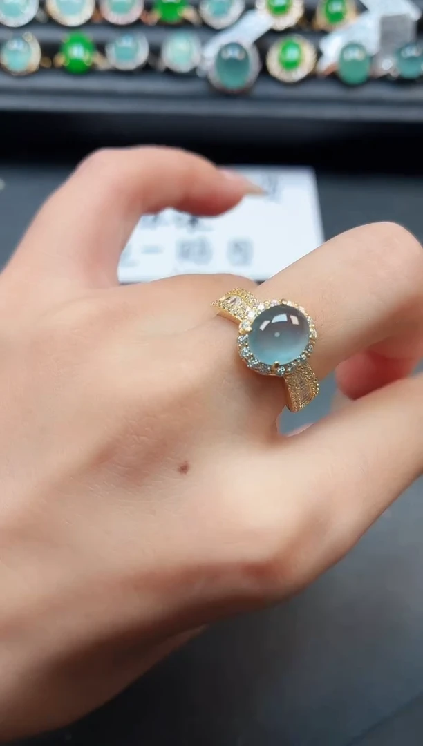翡翠戒指银S925镶嵌111111