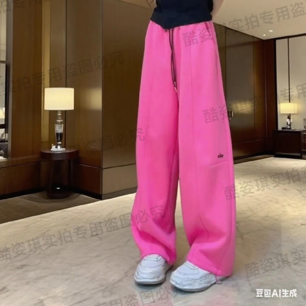 2025秋款弯刀直筒裤运动时尚休闲裤宽松森系阔腿裤男女同款家庭装