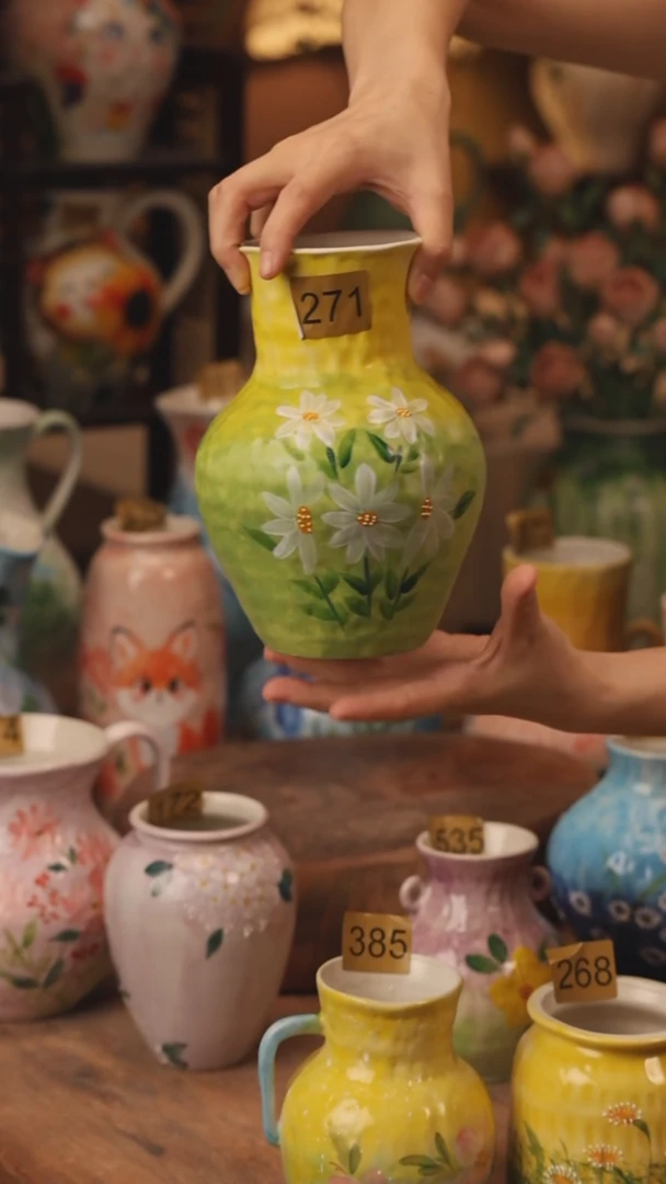 陶瓷271景德镇设计师手作花器摆件侘寂风