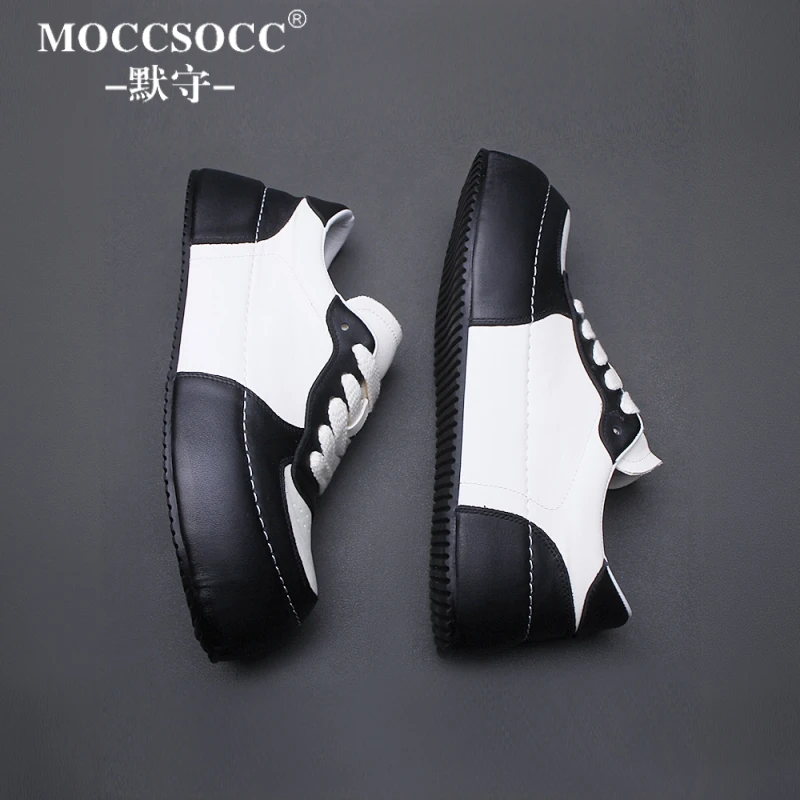 MOCCSOCC板鞋男款新款极简风小白鞋厚底增高鞋百搭时尚休闲运动鞋