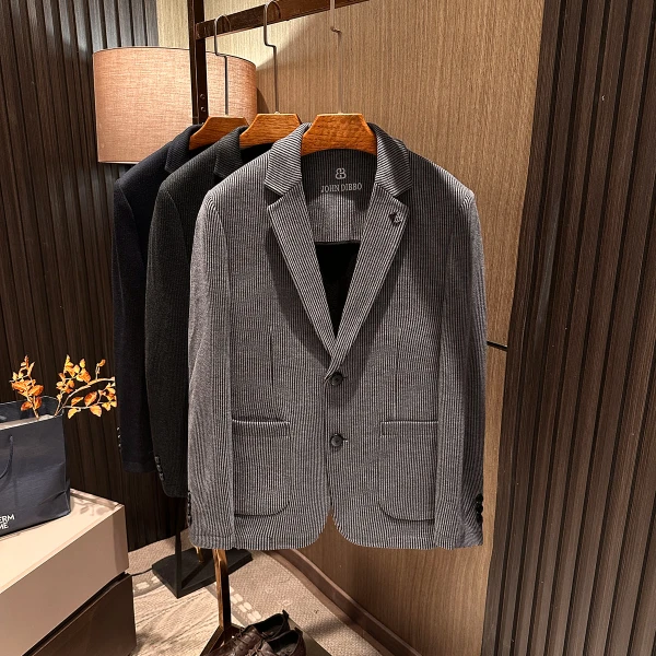 【传承经典 高奢英伦】2025秋冬新款男士高品质绵羊毛轻奢条纹西装