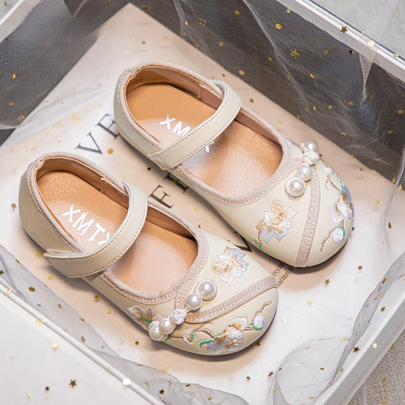 女童汉服鞋儿童配马面裙单鞋春秋软底国风鞋小皮鞋古风童鞋