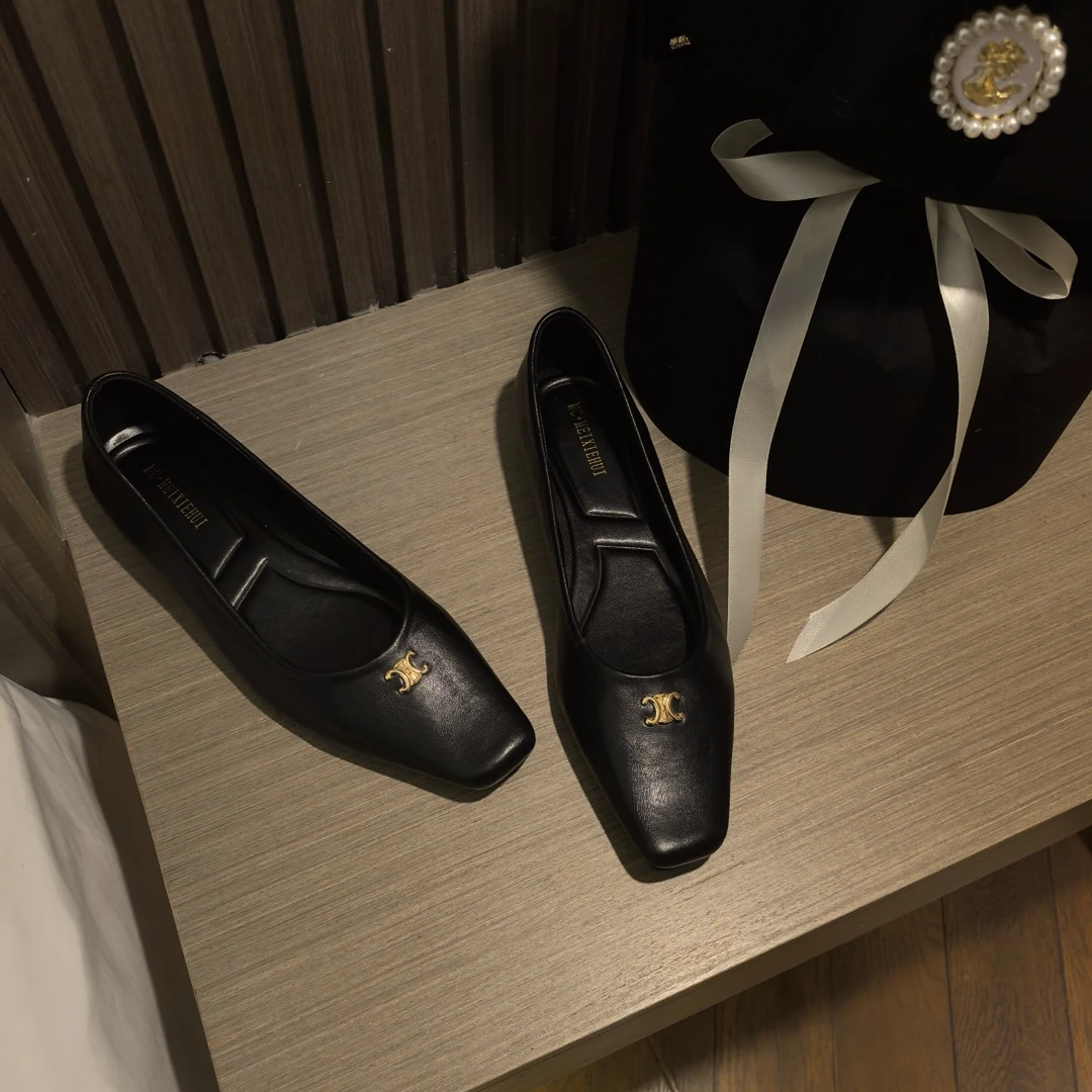 小香风内增高单鞋女2025春夏韩版奶奶鞋一脚蹬方头通勤鞋2285-18