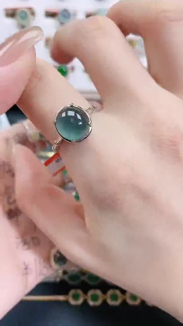 银S925镶嵌戒指翡翠天然翡翠