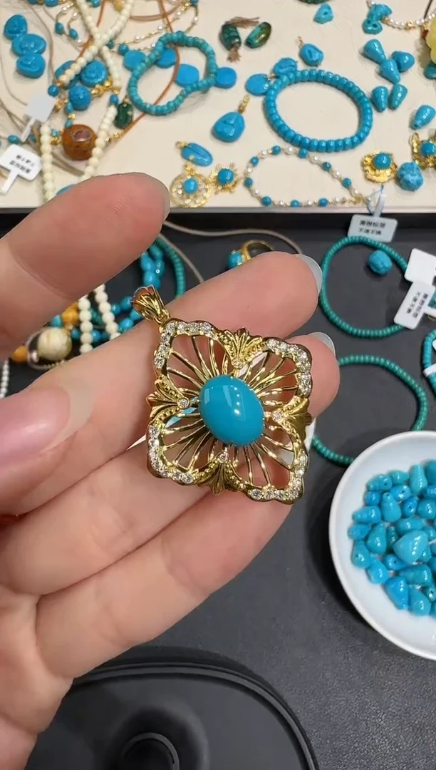 18K金镶嵌绿松石吊坠X0102-1195-173