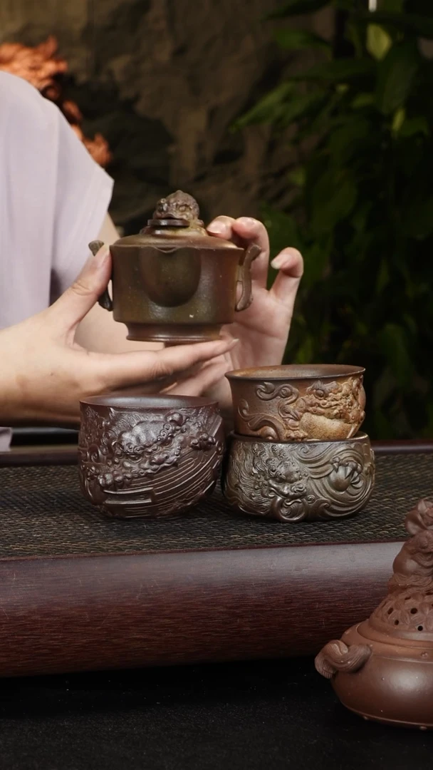 紫砂茶宠虹****司柴烧4件