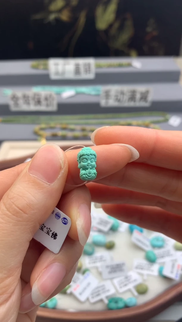 未镶嵌绿松石精工雕刻茜.B38