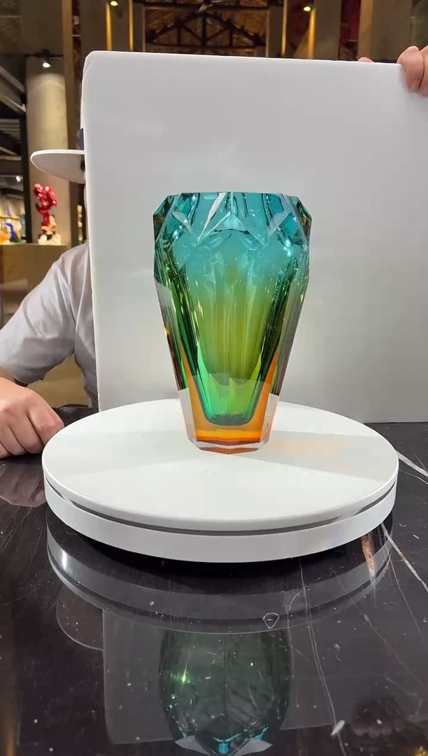 摆件CS0401017-1冰花琥珀金湖水蓝艺术琉璃花器