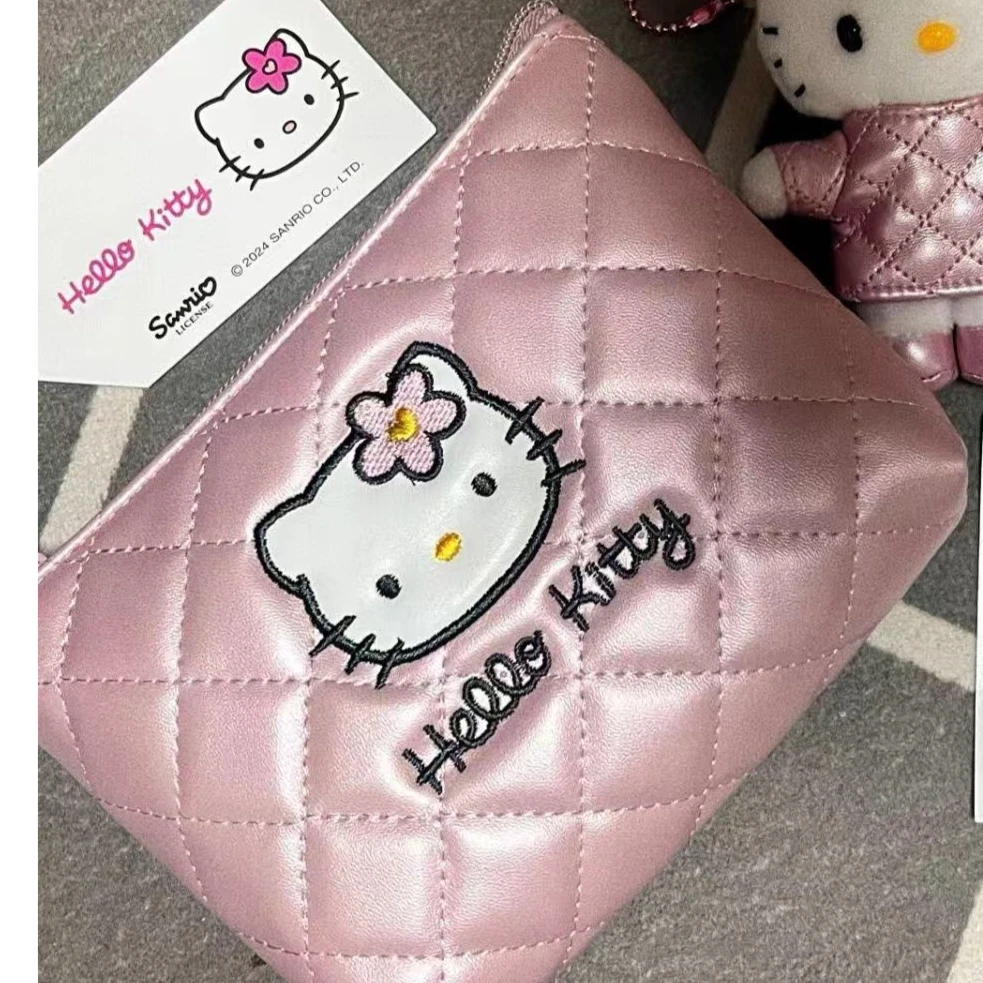 粉嫩kt猫零钱包hello Kitty刺绣化妆包卡包便携小收纳包可爱小包