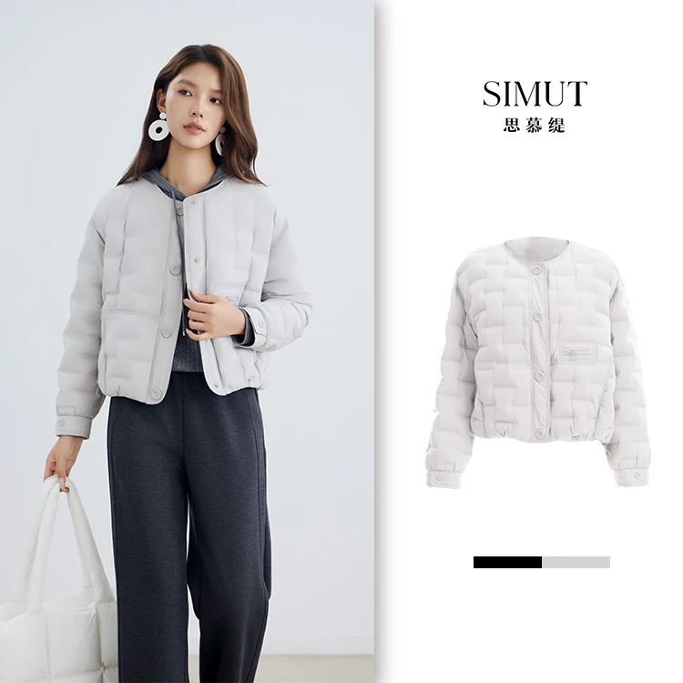 SIMUT思慕缇常规袖极简风圆领常规V领保暖轻薄冬装SZ433533