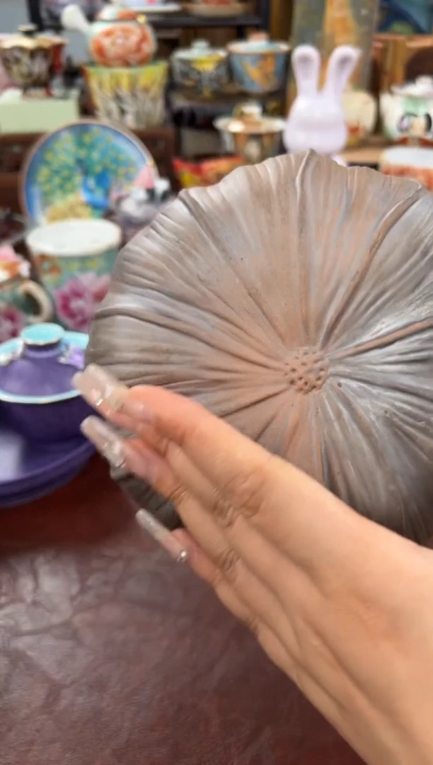 素慕堂粗陶仿古荷叶茶洗