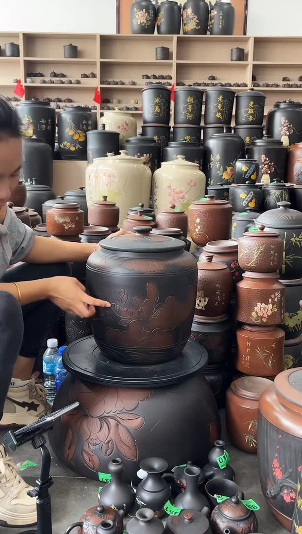 罐完品茶缸高33cm荷花  106