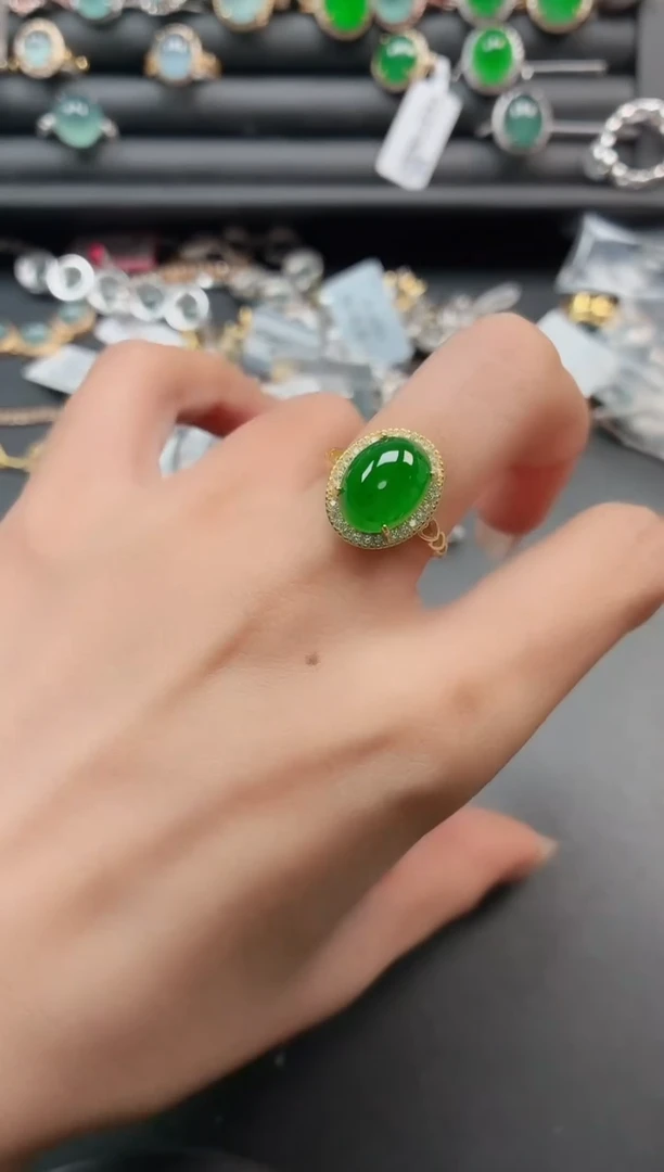 银S925镶嵌戒指翡翠1111111