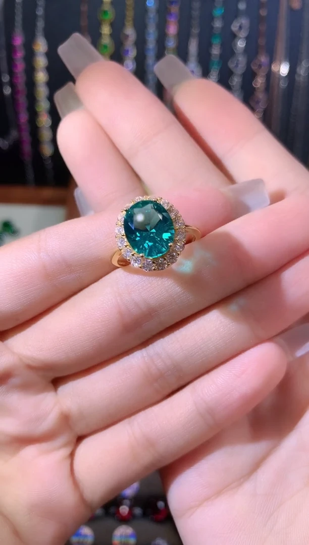 银S925镶嵌戒指碧玺911金色