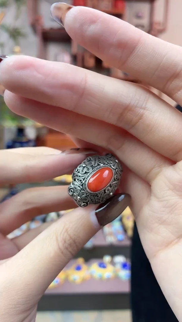 白*水非遗手工花丝镶嵌戒指