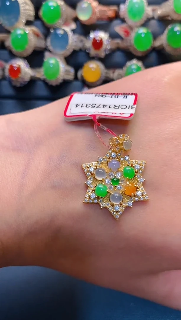 银S925镶嵌翡翠耳饰天然