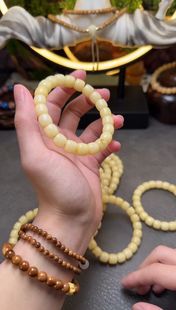 手串菩提根/象牙果风化菩提直切带标10*11