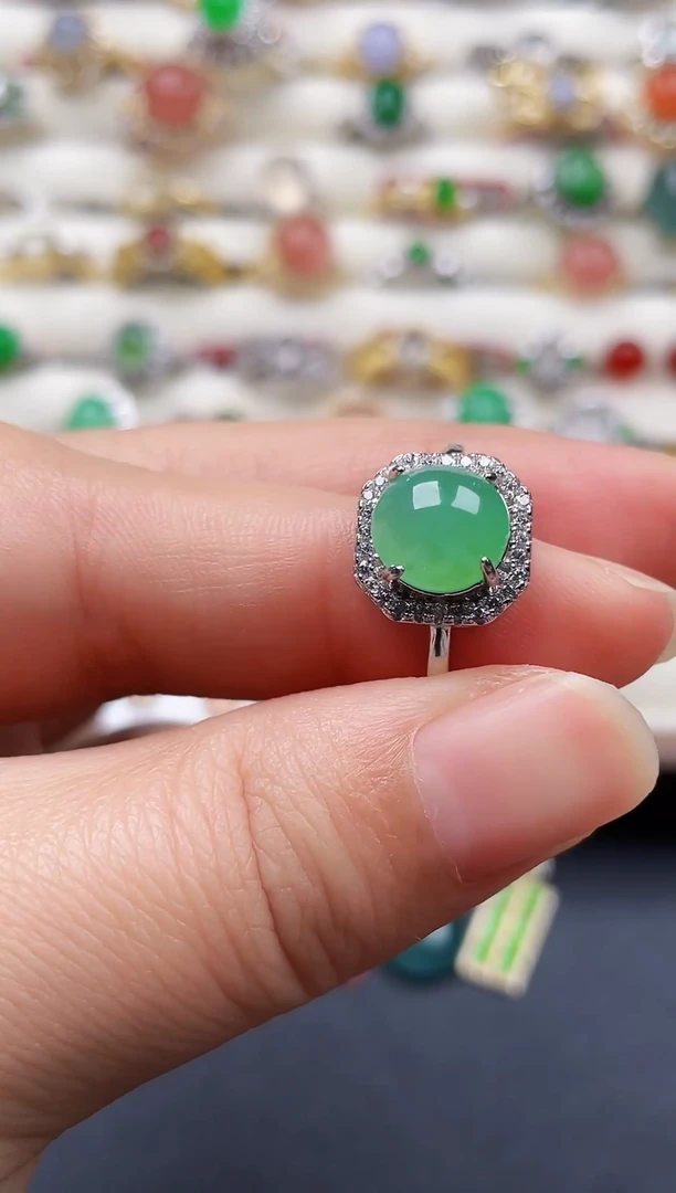 银S925镶嵌戒指翡翠45