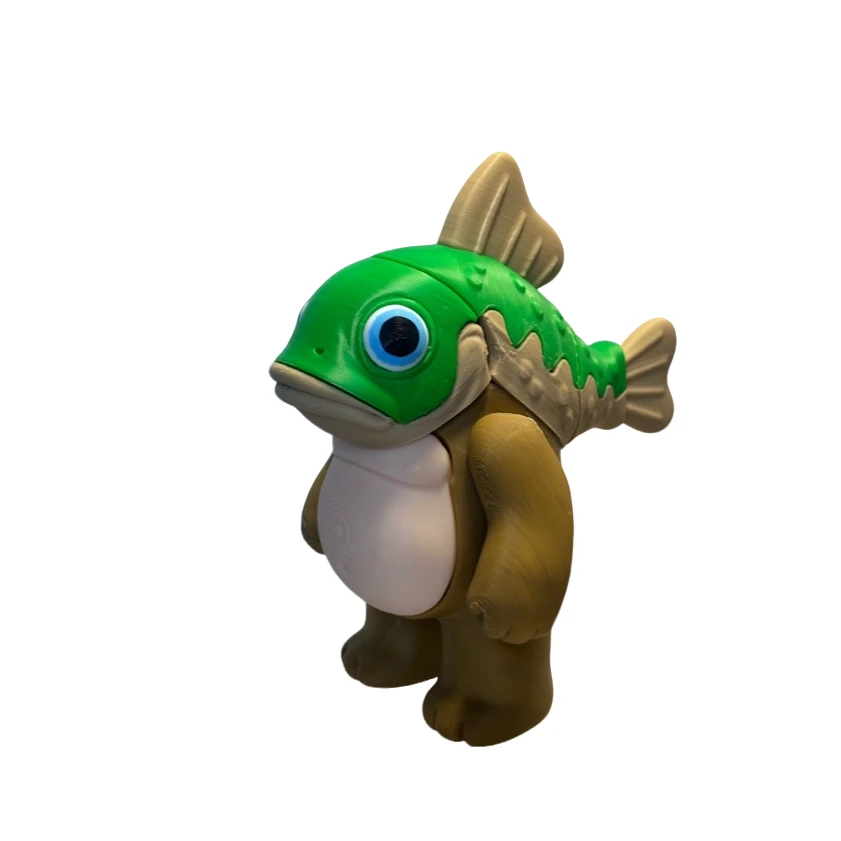 山海经鱼头棕熊3D打印创意关节可动山海经手办玩具小动物