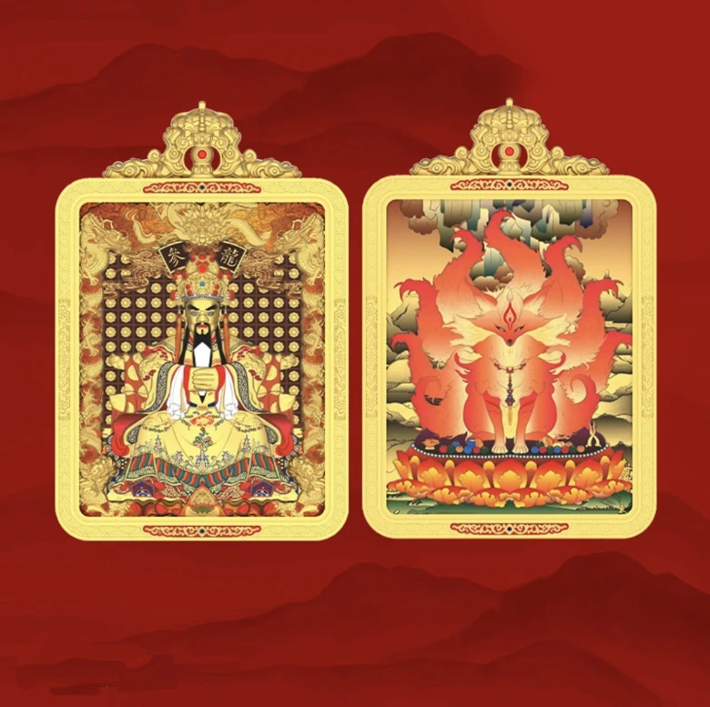 铜合金吊坠 新款【五台山】九尾老师项链吊坠五爷九尾双面立体唐卡