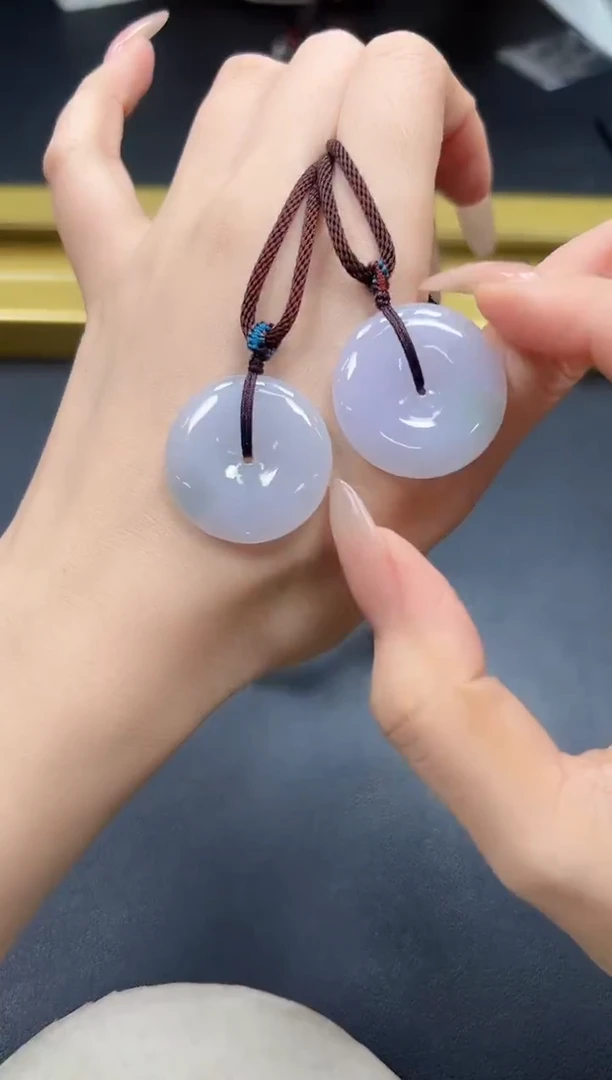 颈饰未镶嵌翡翠翡翠春带彩平安扣吊坠 29*5