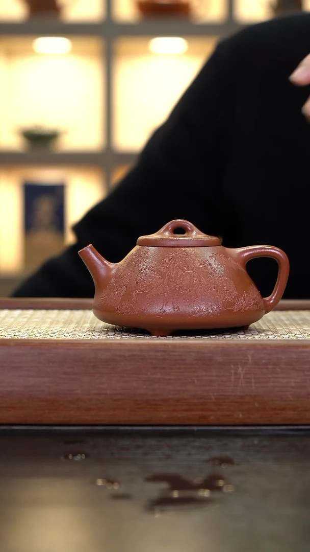 茶壶紫砂全手刻绘子冶石瓢