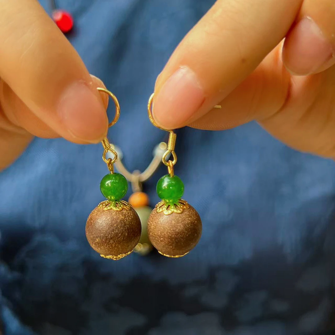 【黄角兰】合香珠传统天然香材耳饰非遗工艺品