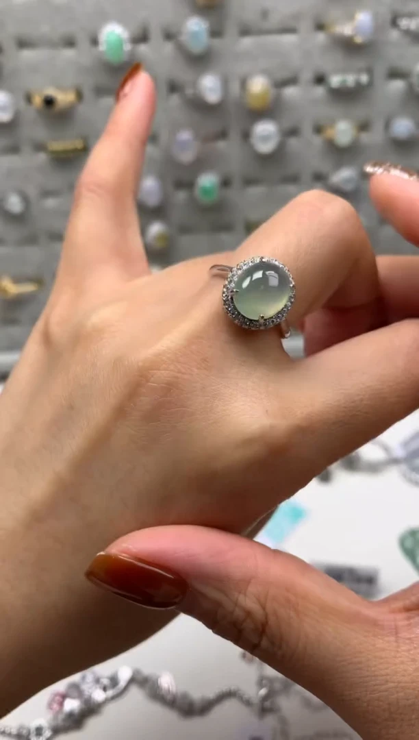 银S925镶嵌戒指翡翠5