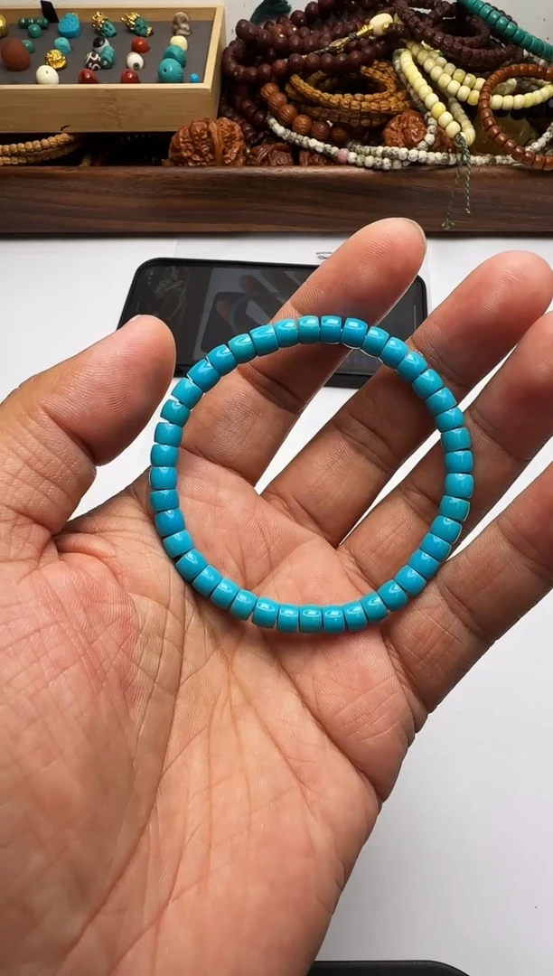 未镶嵌绿松石手链原矿松石蓝料手串