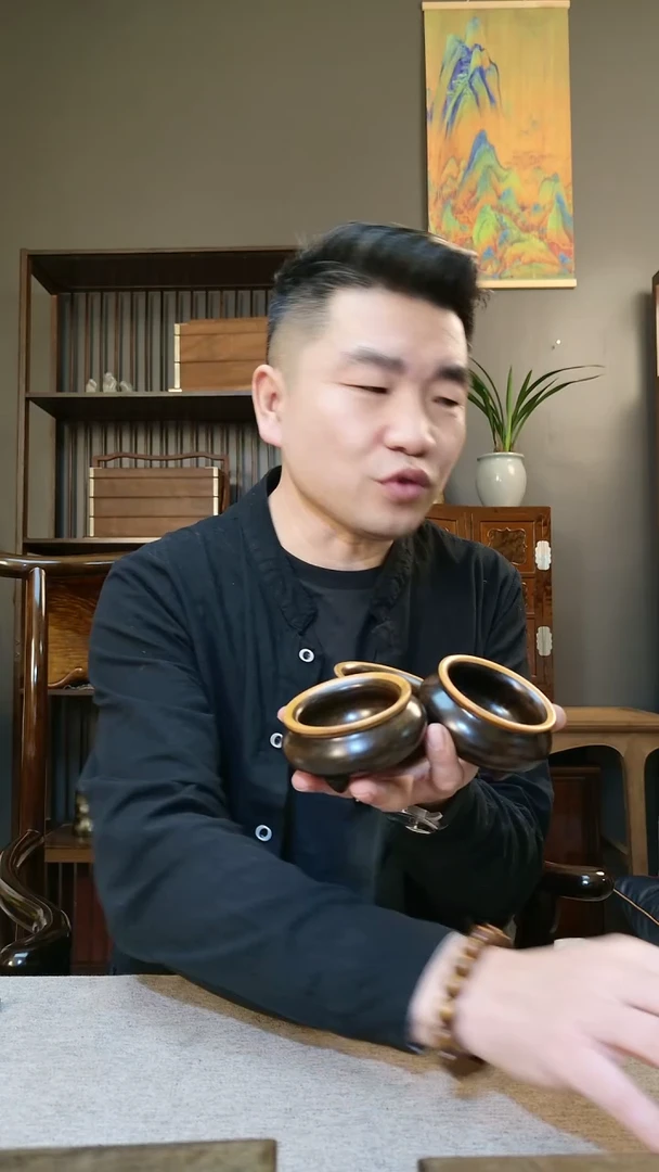 金丝楠生****子金丝楠木香炉摆件