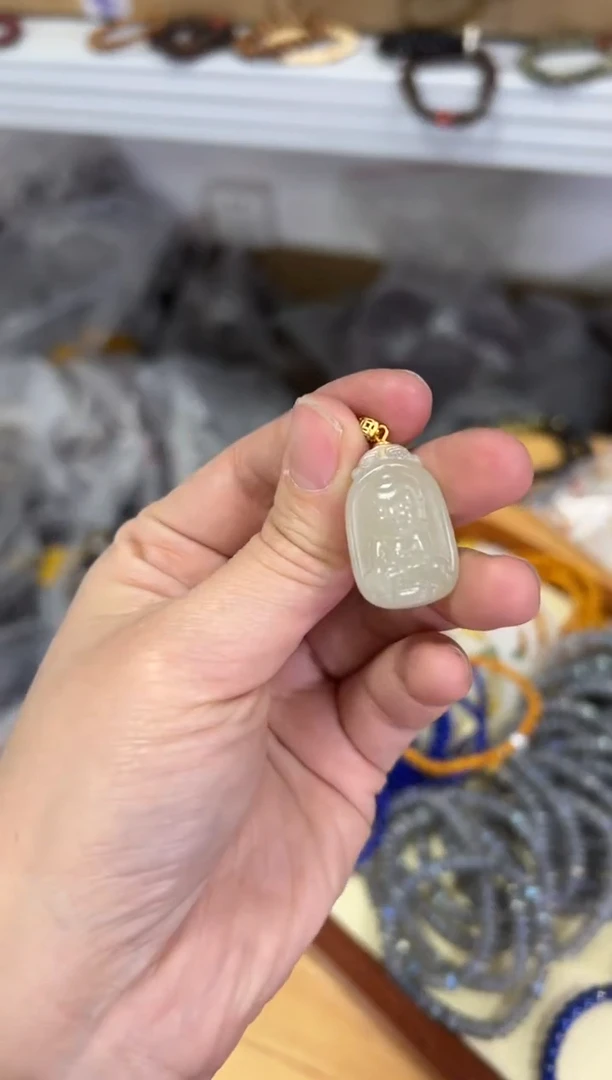 【闪购商品】和田玉颈饰银S925镶嵌和田玉宝宝佛银吊坠[0488]
