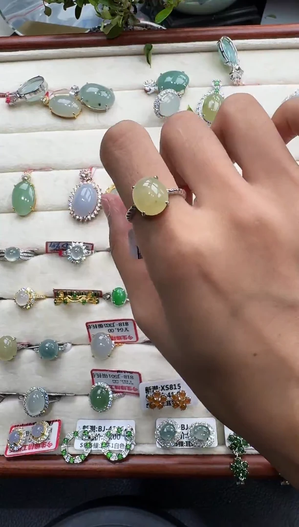 翡翠戒指银S925镶嵌戒指407